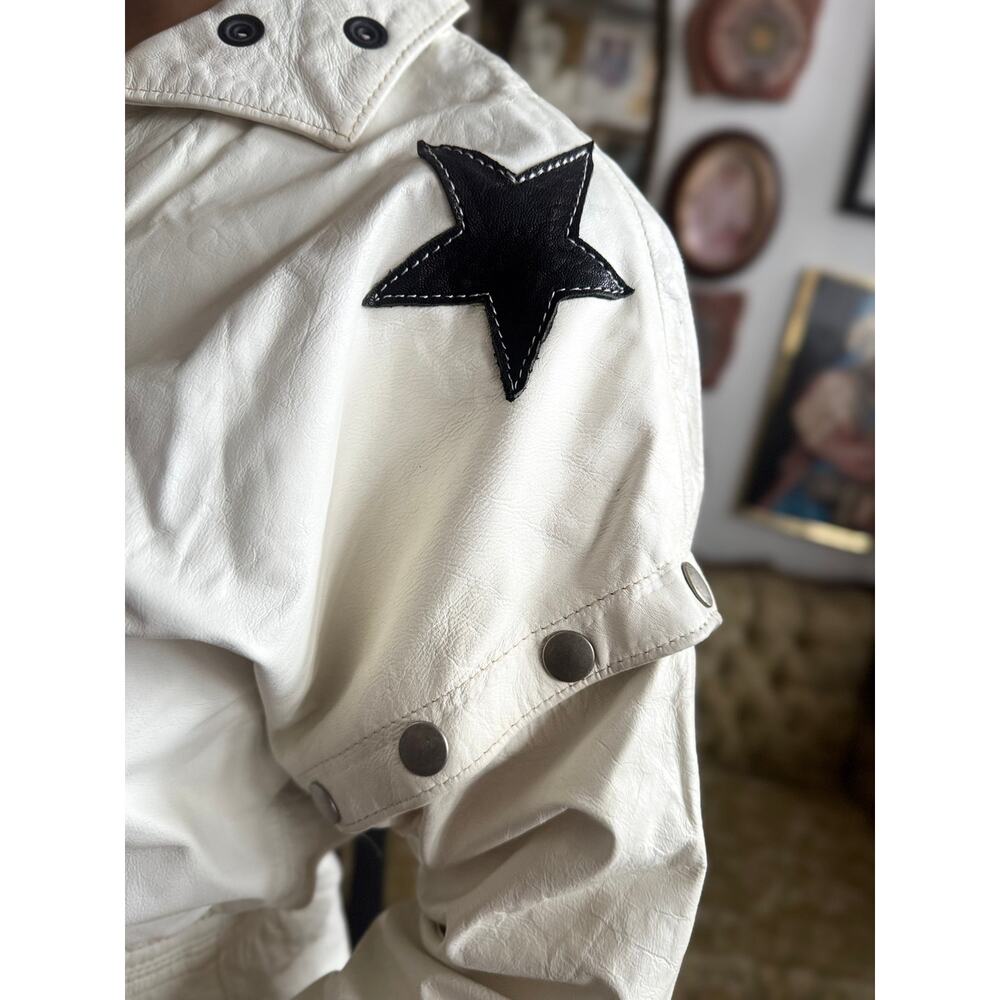 Vintage 80s Marco Morani White Genuine Leather Jumpsuit Size S - Picture 10 of 12